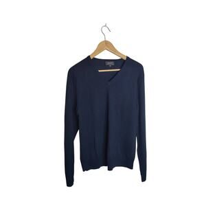 Express Mens Extra Fine Merino Wool Navy V Neck Sweater size M